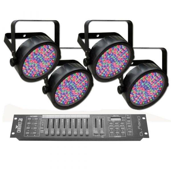 Chauvet SlimPAR 56 RGB Par 4-pack with Chauvet Obey 10 DMX Controller