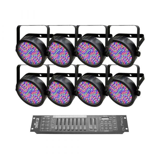 Chauvet SlimPAR 56 RGB Par 8-pack with Chauvet Obey 10 DMX Controller