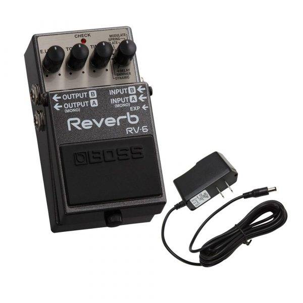 Boss  RV-6 Reverb Pedal with PowerPig 9V DC 1000ma Power Supply