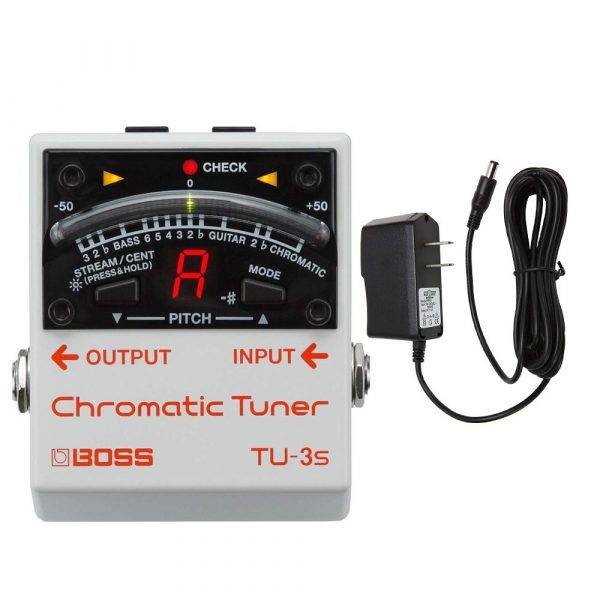 Boss TU-3S Chromatic Tuner with Pig Power 9V DC 1000ma Power Supply