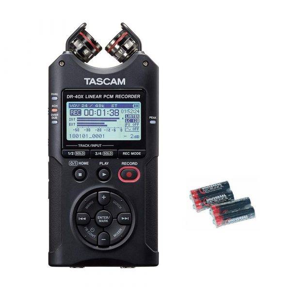 Tascam DR-40X Handheld Recorder w/4 Universal Electronics AA Batteries