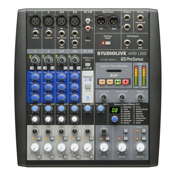 PreSonus StudioLive AR8 USB Hybrid Performance & Recording Mixer Used