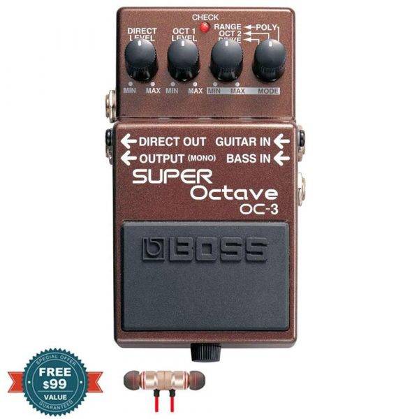 BOSS OC-3 SUPER Octave Pedal with Wireless Earbuds