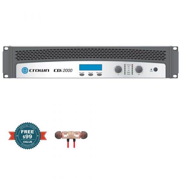 Crown CDi 2000 2-Channel Power Amplifier with Wireless Earbuds
