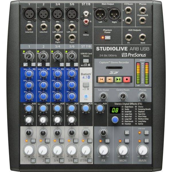 PreSonus StudioLive AR8 USB 8-ch Hybrid Performance & Recording Mixer