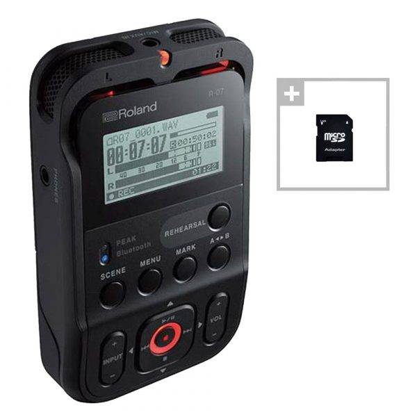 Roland R-07 High-Resolution Audio Recorder Black w/ EV Music 32gb Card