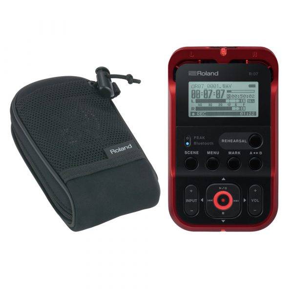 Roland R-07 Handheld Audio Recorder Red with Free Roland Carry Pouch