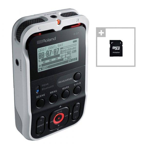 Roland R-07 High-Resolution Audio Recorder White w/ EV Music 32gb Card