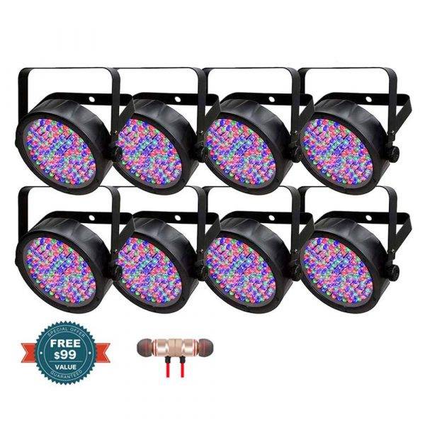 8 Chauvet DJ SlimPAR 56 RGB LED Lighting Fixture with Wireless Earbuds