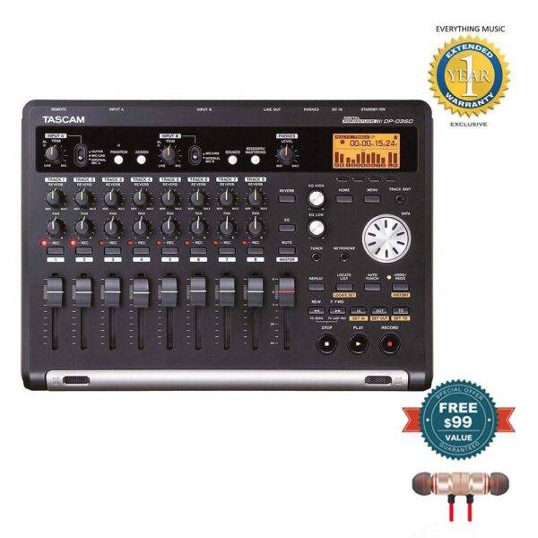 Tascam DP-03SD 8-Track Digital Portastudio with Wireless Earbuds