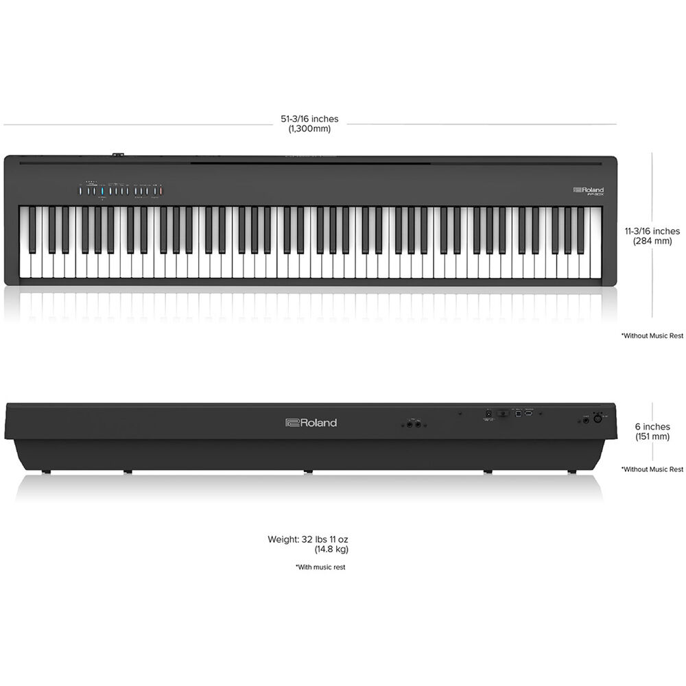 Roland FP-30X 88-key Digital Piano with Speakers – Black