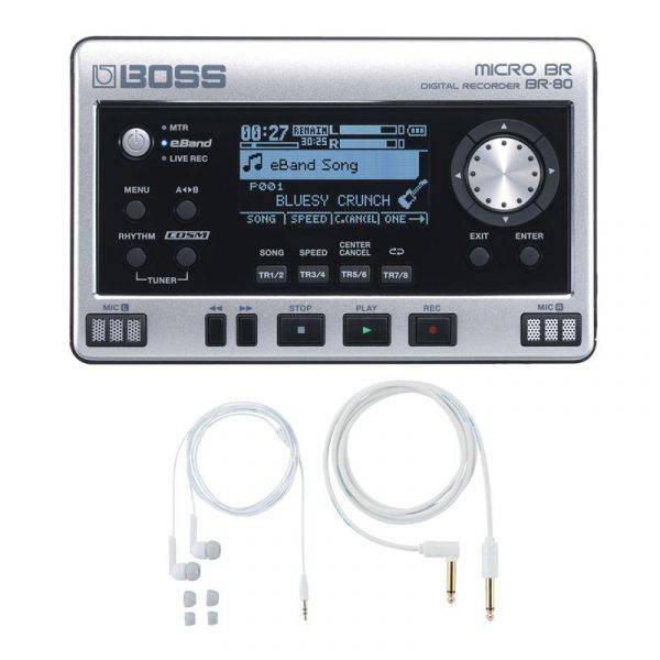 Boss Micro BR BR-80 with BA-PC15 Earphones/Guitar Cable Set