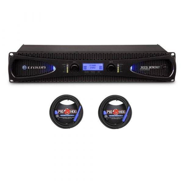 Crown XLS 1002 Power Amplifier w/2 Pig Hog 25ft SPKON to 1/4' Cables
